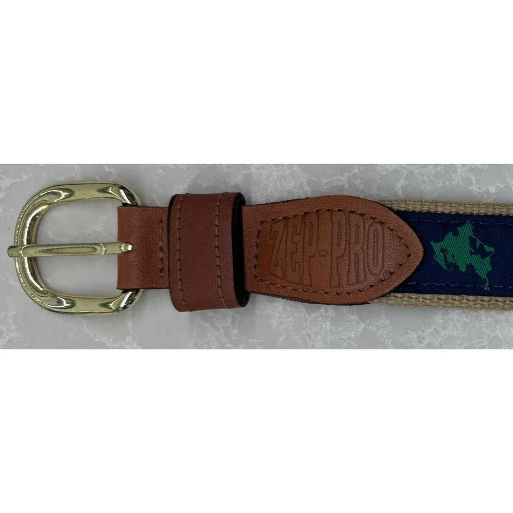Shelter Island New York - Zep-Pro Leather Canvas Belt - Size 30 - NEVER WORN